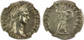 ROMAN EMPIRE: Domitian, 81-96 AD, AR denarius (3.52g), Rome, 90-91 AD, RIC-719, laureate head right, IMP CAES DOMIT AVG GERM P M TR P X // Minerva adv...