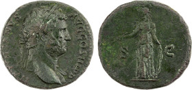 ROMAN EMPIRE: Hadrian, 117-138 AD, AE sestertius (25.83g), Rome, 137-138 AD, RIC-2399, laureate bust right, with traces of drapery on far shoulder, HA...