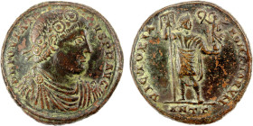 ROMAN EMPIRE: Jovian, 363-364 AD, AE follis (11.35g), Antioch, RIC-229, 3rd officina, laureate, rosette-diademed, draped, and cuirassed bust right, D ...