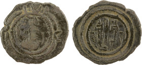 SASANIAN KINGDOM: Kavad, 488-497, 499-531, AE pashiz (1.20g), BYSh (Bishapur), blundered date, G-188, cf. SNS-281/287, standard design, star left and ...