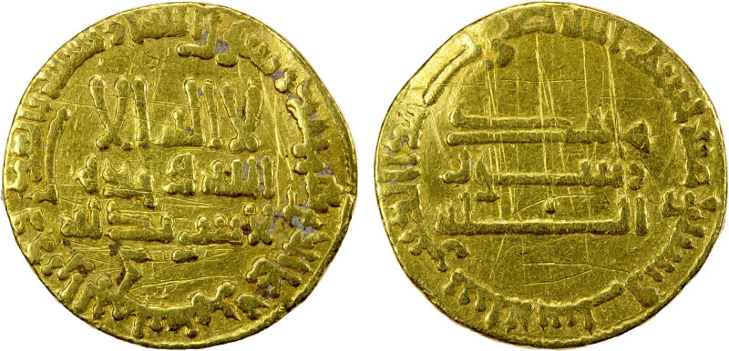 ABBASID: al-Mahdi, 775-785, AV dinar (4.03g), NM, AH166, A-214, scratches on bot...