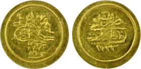 TURKEY: Mahmud II, 1808-1839, AV English ¼ unit (0.29g), "Kostantiniye", AH"1223", UBK-63.02, marked som 860, meaning .860 fineness; struck in Europe ...