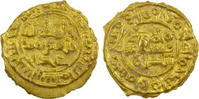 SAFFARID: Khalaf b. Ahmad, 2nd reign, 972-980, AV fractional dinar (1.02g), Sijistan, AH362, A-1417, obverse center al-Muti' lillah / khalaf bin ahmad...