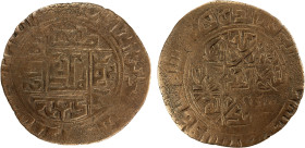 QARAKHANID: Jalal al-Din Muhammad Tughril Khan, 1182-1183, AE dirham (4.11g), Kasan, AH578, A-3422, Zeno-312053 (possibly same reverse die), ornate ce...