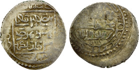 ILKHAN: Taghay Timur, 1336-1353, AR 6 dirhams (dinar) (4.16g), Bazar (the Court mint), AH748, A-D2246, type KJ (plain square // inner circle), ruler's...