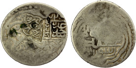 AQ QOYUNLU: Hasan, 1453-1478, AR tanka (5.24g), Kazirun, AH"72", A-2516F, countermarked on type A-2404 of the Timurid Shahrukh, with a later counterma...