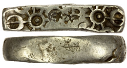 GANDHARA: Punchmarked, ca. 5th-4th century, AR shatamana (11.28g), Ra-546/553, medium "bent bar" with 3-point star and two small marks in the obverse ...