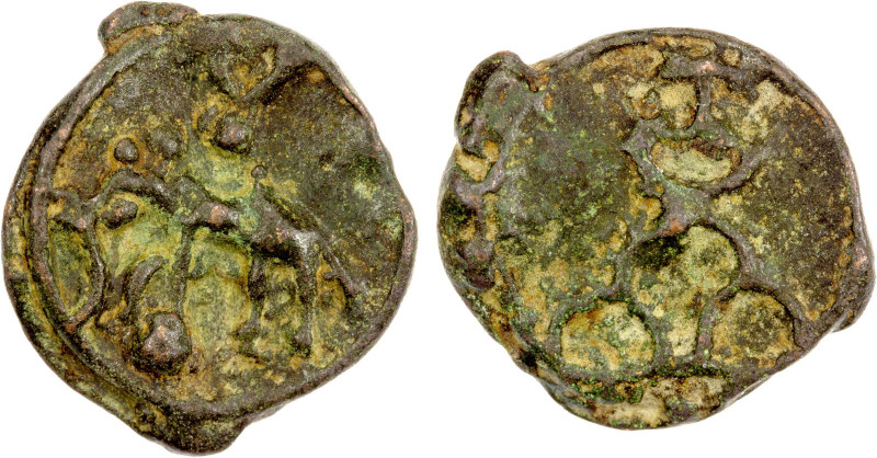 MAURYAN: ca. 3rd/2nd century BC, AE cast round unit (2.08g), Pieper-326, elephan...