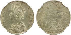BIKANIR: Ganga Singh, 1887-1942, AR rupee, 1892, KM-72, regal issue with bust of Empress Victoria, an attractive mint state example, NGC graded MS61....