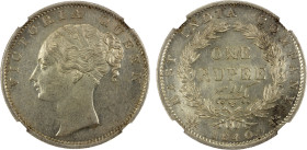 BRITISH INDIA: Victoria, Queen, 1837-1876, AR rupee, 1840(b), KM-457.2, continuous legend; 35 berries in the wreath, NGC graded MS61.

Estimate: USD...