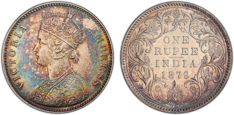 BRITISH INDIA: Victoria, Empress, 1876-1901, AR rupee, 1879(b), KM-492, S&W-6.49...