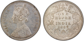 BRITISH INDIA: Victoria, Empress, 1876-1901, AR rupee, 1882(b), KM-492, S&W-6.64, PCGS graded AU58.

Estimate: USD 70 - 100