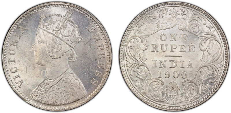 BRITISH INDIA: Victoria, Empress, 1876-1901, AR rupee, 1900-C, KM-492, S&W-6.153...