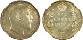 BRITISH INDIA: Edward VII, 1901-1910, AR rupee, 1904(c), KM-508, NGC graded MS62.

Estimate: USD 70 - 100