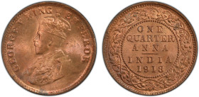 BRITISH INDIA: George V, 1910-1936, AE ¼ anna, 1918(c), KM-512, S&W-8.347, a wonderful quality example! PCGS graded MS66 RB.

Estimate: USD 75 - 100...