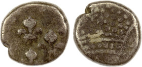 FRENCH INDIA: PONDICHÉRY: AR ½ fanon (0.67g), ND, KM-39, Lec-22, crown // 5 fleurs-de-lis; struck during the reign of Louis XV (1715-1774), F-VF, RR, ...