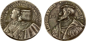 AUSTRIA: AR medal (56.13g), 1523/1531, Habich-63/268, 53mm cast silver medal for the Marriage of Holy Roman Emperor and Archduke Karl V and his wife A...