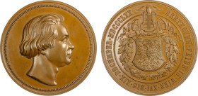 AUSTRIA: AE medal (72.39g), 1870, Hauser Coll.-2045, Niggl-225, Wurzbach-585, 57mm bronze medal for the Centennial of Ludwig van Beethoven's Birth by ...