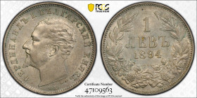 BULGARIA: Ferdinand I, 1887-1918, AR lev, 1894-KB, KM-13, an attractive nearly mint state example, PCGS graded AU58.

Estimate: USD 100 - 150