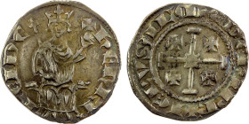 CRUSADERS: KINGDOM OF CYPRUS: Henry II, second reign, 1310-1324, AR gros (4.57g), Metcalf-674-5, CCS-50, king seated facing on throne decorated with l...