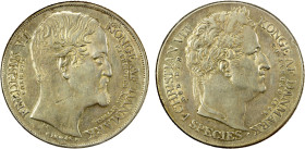 DENMARK: Frederik VII, 1848-1863, AR speciedaler, 1848, KM-742, commemorative type marking the Death of Christian VIII and Accession of Frederick VII,...