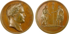 FRANCE: Napoleon I, as Emperor, 1804-1814, 1815, AE medal (30.25g), 1805, Bramsen-452, Julius Coll.-1456, 41mm bronze medal for the Meeting of Napoleo...