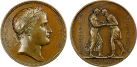 FRANCE: Napoleon I, as Emperor, 1804-1814, 1815, AE medal (38.02g), 1806, Bramsen-522, Julius Coll.-1566, 40mm bronze medal for the Wedding of the Bad...