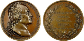 FRANCE: AE medal (37.19g), 1842, Bramsen-2008, 41mm bronze medal for the Death of Bon-Adrien-Jeannot de Moncey, Duke of Conegliano by Pingret, bust ri...