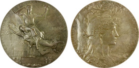 FRANCE & COLONIES: AE medal (101.9g), 1900, MdP-79, 64mm bronze award medal for the Exposition Universelle Internationale by J. C. Chaplain, awarded t...