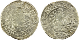 AUGSBURG: Eberhard IV von Eppstein-Königstein, 1481-1535, AR batzen (2.90g), 1533, Schulten-39, dual shields (for Eppstein and Königstein) with date a...