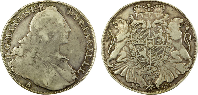 BAVARIA: Maximilian III Joseph, 1745-1777, AR thaler, 1767, KM-502.2, N-275557, ...