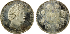 BAVARIA: Ludwig I, 1825-1848, AR thaler, 1828, KM-734, 'Family Thaler" commemorative issue for Blessings of Heaven on Royal Family, prooflike, but onc...
