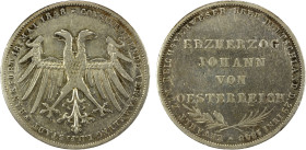 FRANKFURT: Free City, AR 2 gulden, 1848, KM-338, J-46, Thun-135, AKS-39, Archduke Johann of Austria Elected as Vicar, lightly cleaned, VF, ex Almer H....