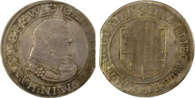 HANAU-LICHTENBERG: Johann Reinhard I, 1599-1625, AR testone, ND (1614-18, 1721), KM-6, cf. Saurma-2205, adjustment marks (?) and light scratch on reve...