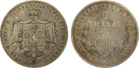 HESSE-CASSEL: Wilhelm II, 1821-1847, AR 2 thaler, 1840, KM-600, engraved W.M to Mrs. E.A. Patterson, Fine, ex Almer H. Orr III Collection.

Estimate...