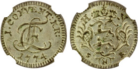 HOHENLOHE-NEUENSTEIN-ÖHRINGEN: Ludwig Friedrich, 1765-1805, AR kreuzer (konventionskreuzer), 1774 SNR, KM-54, monogram with date at bottom and legend ...