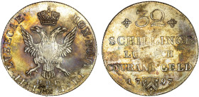 LÜBECK: Free Hanseatic City, AR 32 schilling, 1797, KM-199, mintmaster JJJ, weakly struck in the center as usual, EF to About Unc, ex Almer H. Orr III...