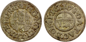 LÜNEBURG: Free City, AR dreiling (1/128 thaler) (0.80g), 1678, Bahrfeldt-11, city gates with MO NO CI LUNEBURG H around // orb with value "128" inside...