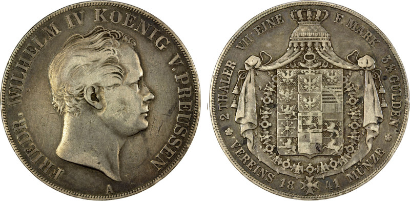 PRUSSIA: Friedrich Wilhelm IV, 1840-1861, AR 2 thaler, 1841-A, KM-440.2, Fine, e...