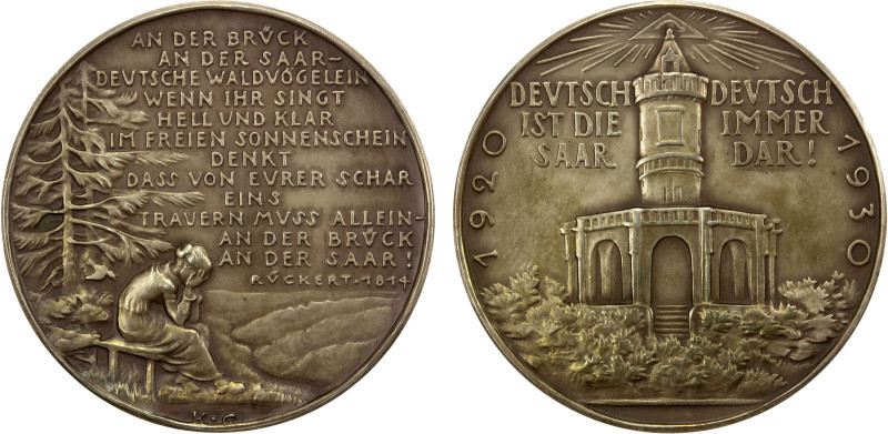 SAARBRÜCKEN: AR medal (19.90g), 1930, Kienast-427, 36mm silver medal for the 10t...