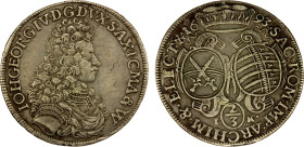 SAXONY: Johann Georg IV, 1691-1694, AR 2/3 thaler, 1693-IK, KM-641, Dresden Mint, VF-EF, ex Almer H. Orr III Collection.

Estimate: USD 100 - 150