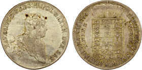SAXONY: Francis Xavier, 1763-1768, AR thaler, 1764, KM-976, initials EDC (Ernst Dietrich Kroll, mintmaster), VF, ex Almer H. Orr III Collection.

Es...