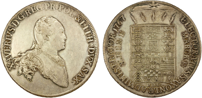 SAXONY: Francis Xavier, 1763-1768, AR thaler, 1767, KM-976, some adjustment mark...