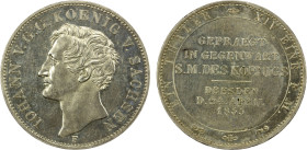 SAXONY: Johann, 1854-1873, AR thaler, 1855, KM-1187, Dav-885, Visit to Dresden Mint by King Johann, faint surface hairlines, UNC, ex Almer H. Orr III ...