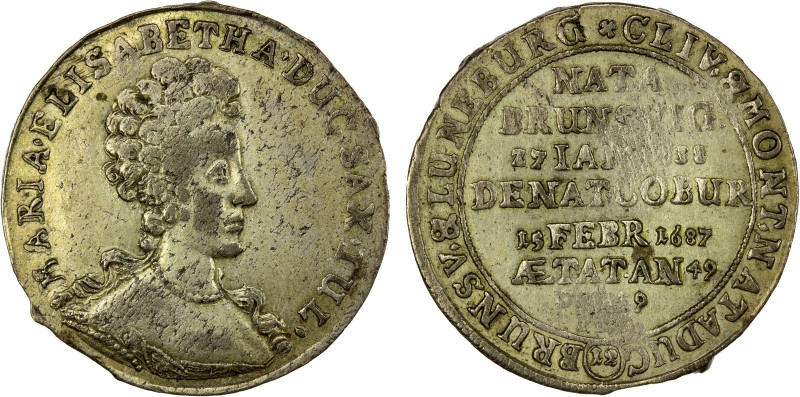 SAXE-COBURG: Albrecht III, 1680-1699, AR 1/12 thaler, 1687, KM-12, initials HEA,...