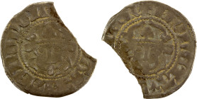 WISMAR: Free City, AR witten (0.82g), ND (1403-1406), Kunzel-11var, crowned bull head with +(CIVIT)AS NAGROPOL (N retrograde) around // crowned bull h...