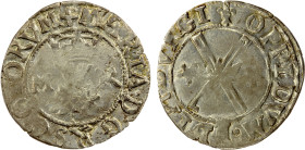 SCOTLAND: Mary, 1542-1567, BI bawbee (1.86g), ND (1542-58), Spink-5433, crowned thistle dividing MR with MARIA D G R SCOTORVM around // voided saltire...