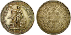GREAT BRITAIN: AR trade dollar, 1908-B, KM-T5, AU, ex Salvatore J. Falcone Collection. The British Trade Dollar was designed by George William De Saul...