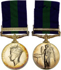 GREAT BRITAIN: Military Medals: George VI, 1936-1952, AR medal, MYB-174, 36mm, General Service Medal, with campaign bar PALESTINE 1945-48 and correct ...