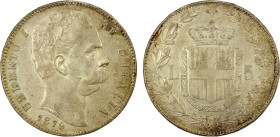 ITALY: Umberto I, 1878-1900, AR 5 lira, 1879, KM-20, a few tiny rim nicks, EF-AU, ex Almer H. Orr III Collection.

Estimate: USD 125 - 175